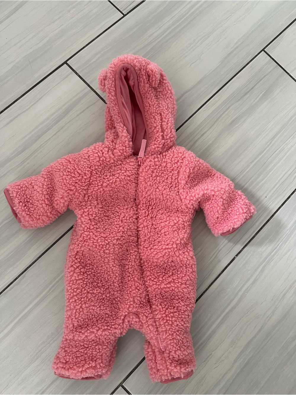 Soft Pink Sherpa Baby One-Piece Winter Suit